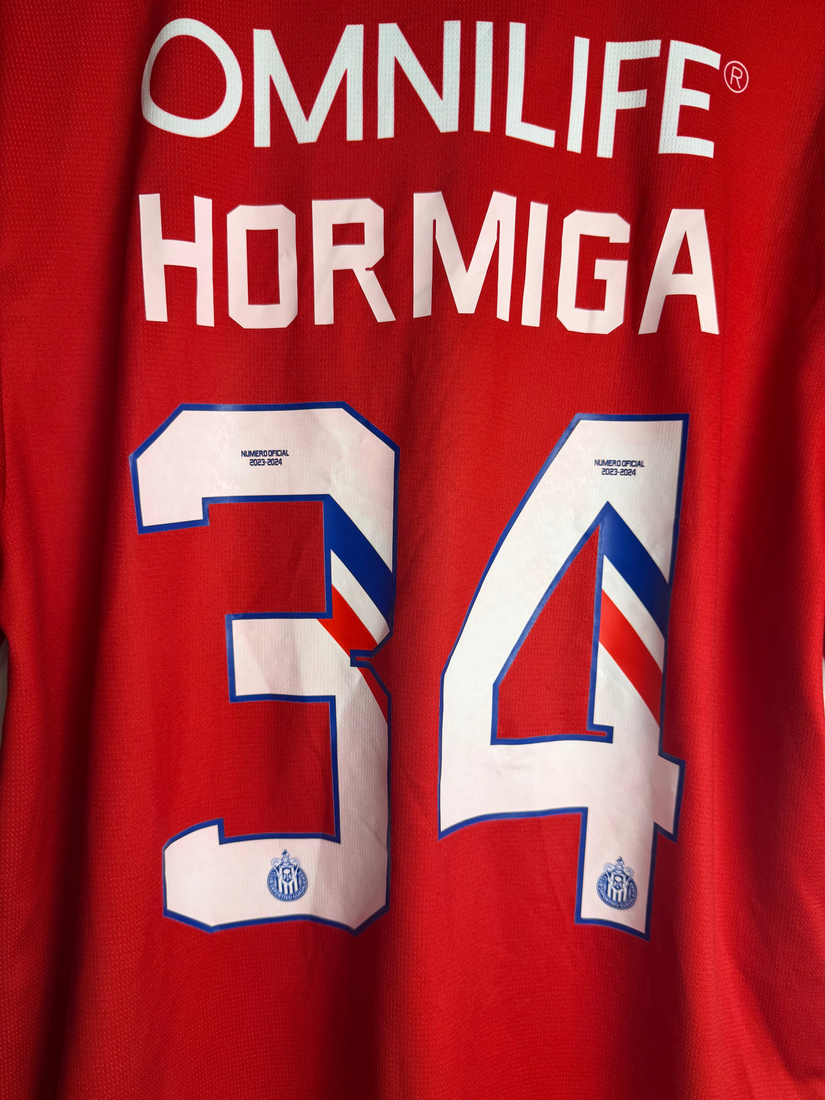 CD Guadalajara Chivas 2023/24 Home Jersey #34 Hormiga